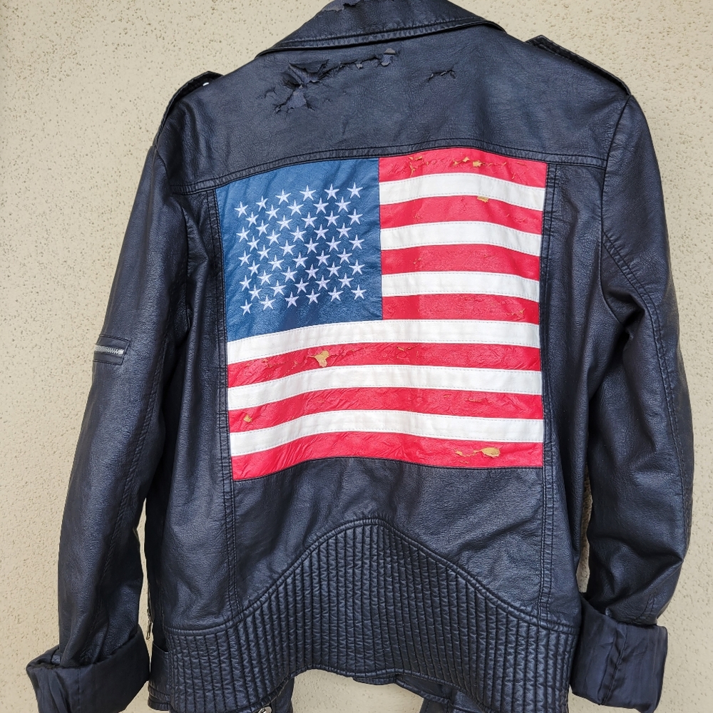 Unif American flag vegan moto jacket